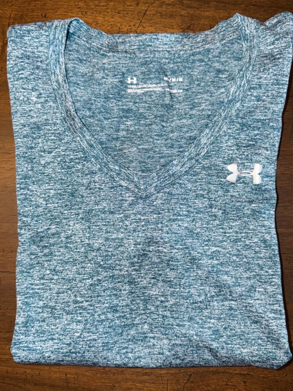 Under Armour Shirt Womens M Green Short Sleeve HeatGear Loose Fit V-neck